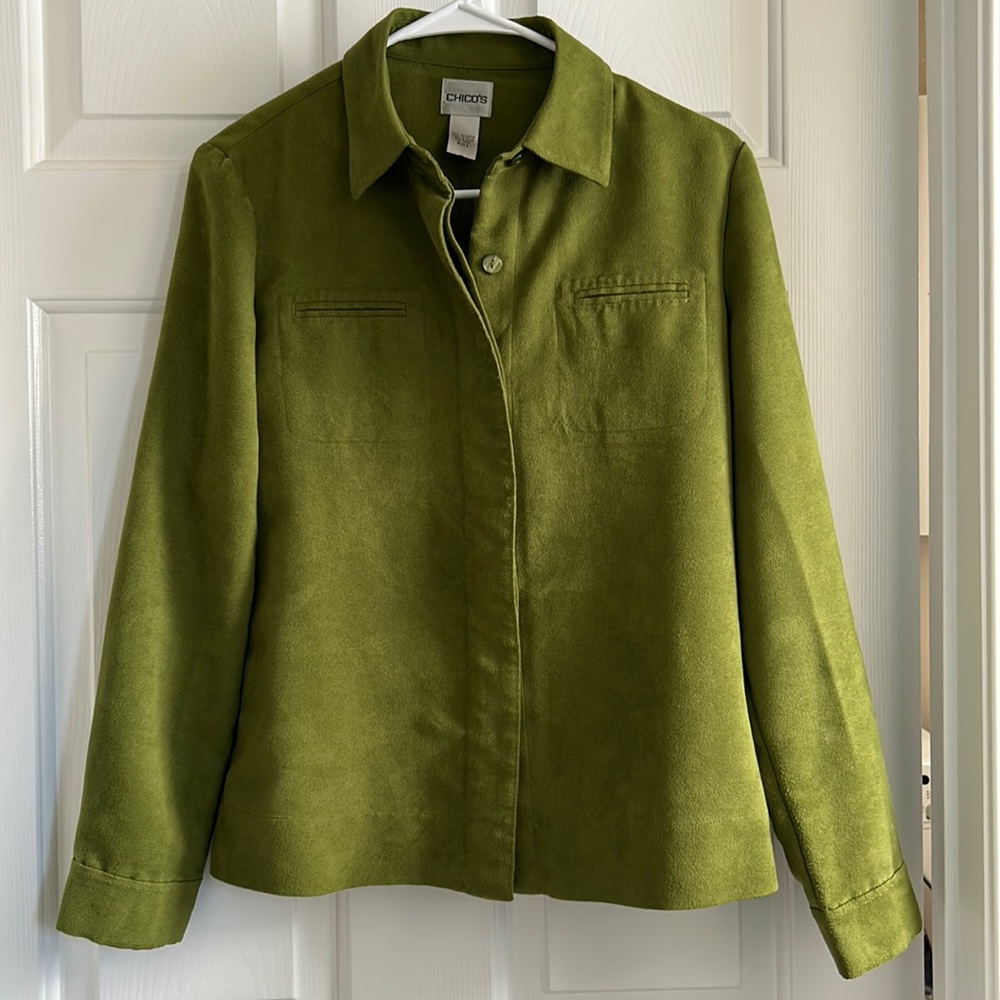 Green faux suede shirt